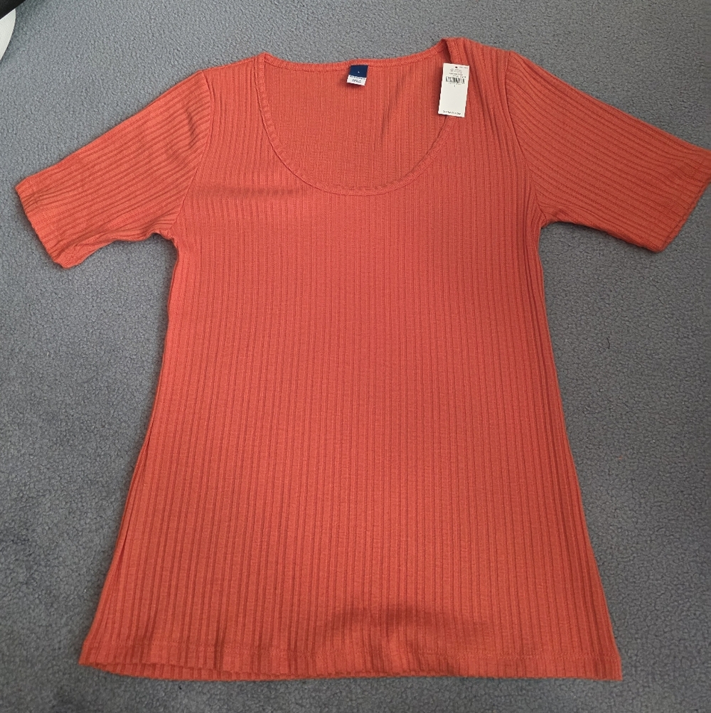 Nwt Orange Ribbed Tee